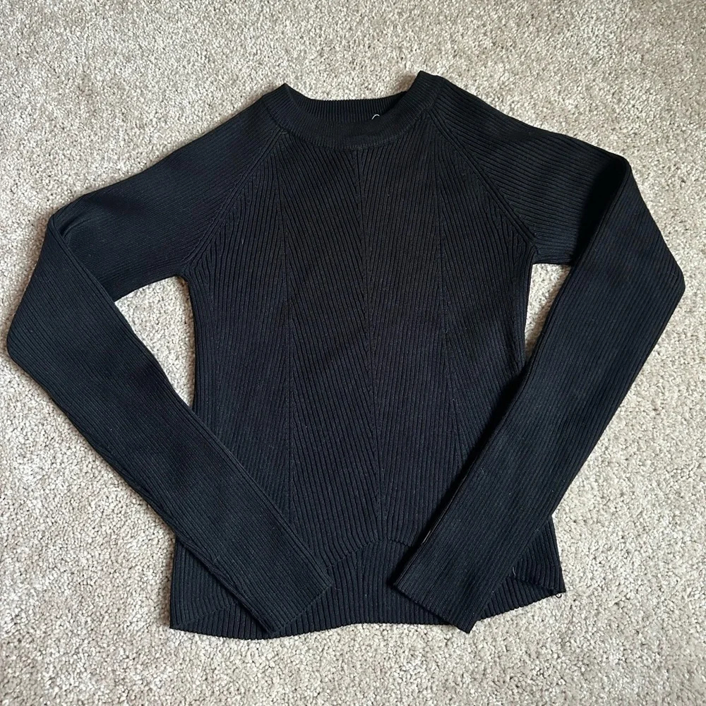 Hippie Rose Black Ribbed Sweater - Picture 1 of 3